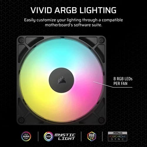 Corsair RS140 ARGB 140mm PWM Cabinet Fan, Dual Pack